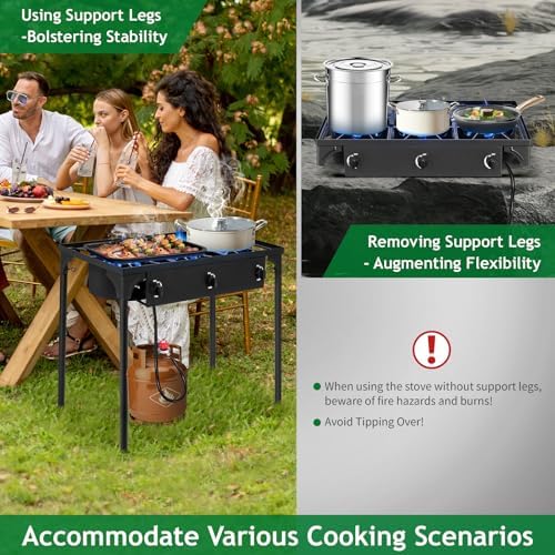 Outvita 3 Burner Propane Gas Stove for Outdoor Cooking, 225,000 BTU - Image 3