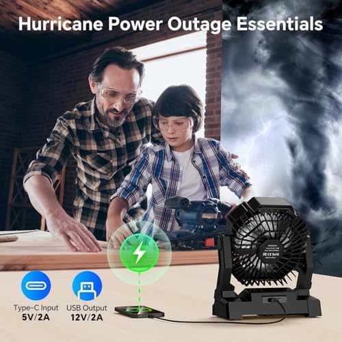 Portable Camping Fan with LED Lantern, 30000mAh Rechargeable Battery Operated Fan with 5 Speeds & Digtal, Personal USB Table for Camping Essential ＆ Hurricane-Ready - Image 4