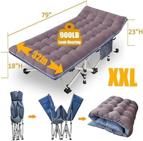 XXL 32" Camping Cot with Comfortable Mattress, Cots for Sleeping - Image 4