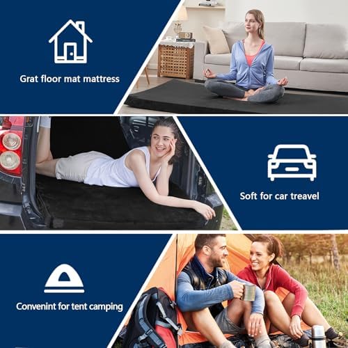 CYMULA Memory Foam Camping Mattress Pad, Sleeping Mat, Portable Roll Up Mattress for Adults, Camping Bed Pads for Sleepover, Car Bed with Travel Bag - Image 4