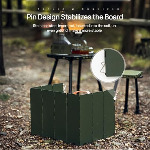 Foldable Camping Stove Windscreen, Green Aluminum Outdoor Windshield Gas Stove Lightweight Wind Screen for Camping, Wind GuardGlamping, Hiking, Picnic, Backpacking - Image 4