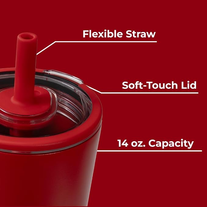 HydroJug Everyday Tumbler 20 oz – Ceramic-Lined Insulated Tumbler with Straw and Soft-Touch Lid, Cup Holder Friendly, Double-Wall Vacuum Insulation, Reusable Travel Cup – Alumni Red - Image 4