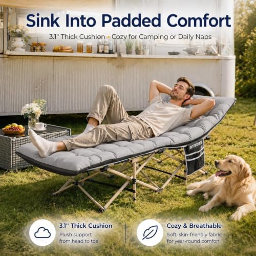 Yaheetech Folding Camping Cot Heavy Duty with Thick Mat & Carry Bag - Image 3