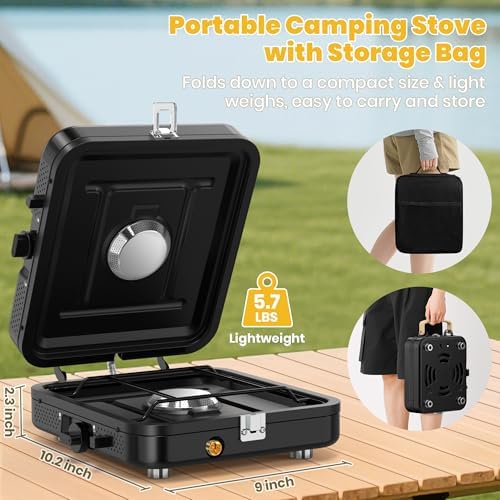 Camping Stove 2 Burner 20000 BTU, Folding Propane Stove with Carrying Bag - Image 6
