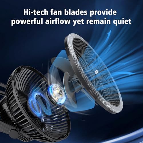 MORECORE Portable Camping Fan with LED Lantern, 8'' Rechargeable Tent Fan - Image 2