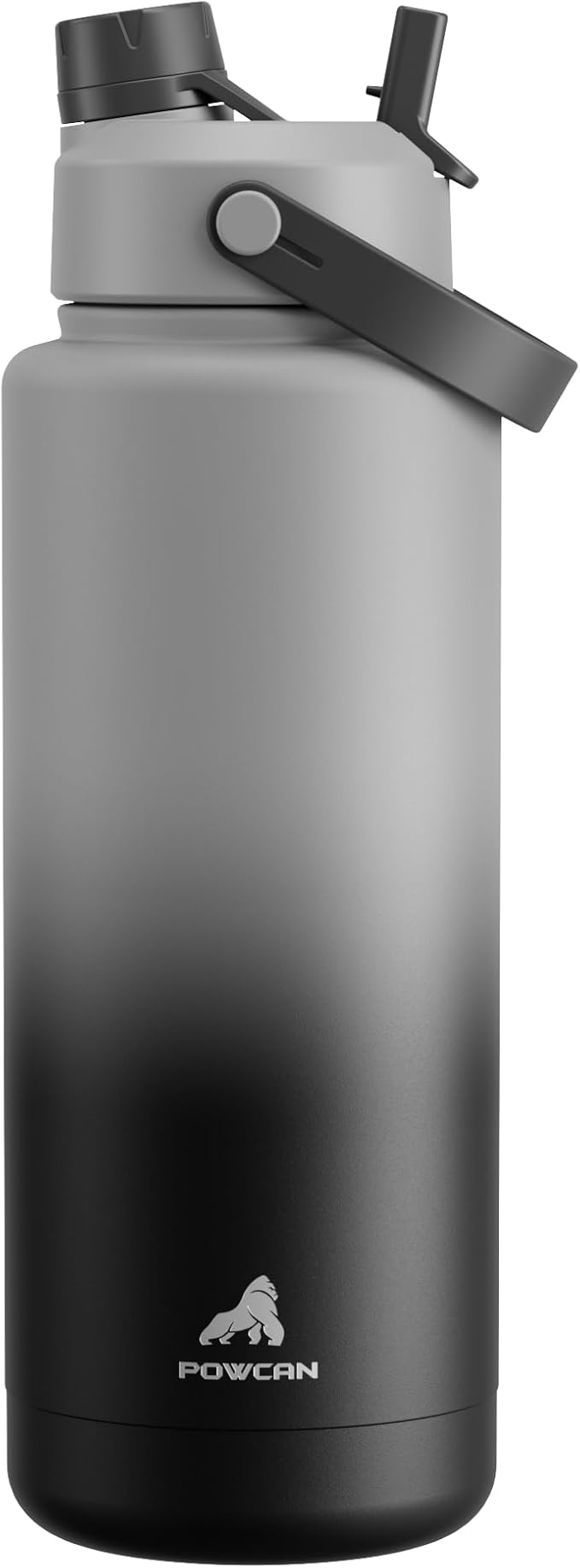 POWCAN 40 oz Insulated Water Bottle with 2-in-1 Straw and Spout Lid, Keep Cold 24H, Leak-Proof, BPA-Free, Double Wall Stainless Steel Water Bottle for Sports, Gym, Travel, and School (Obsidian) by POWCAN