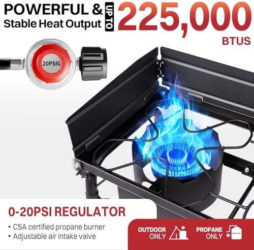3 Burner Propane Camp Stove | 225,000 BTU | High Pressure Gas Burners - Image 2
