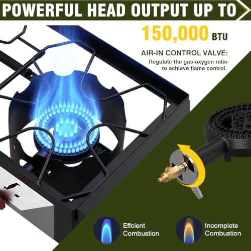 BESTFIRE 2 Burner Propane Gas Stove 150k BTU High Pressure Outdoor Cooker - Image 2
