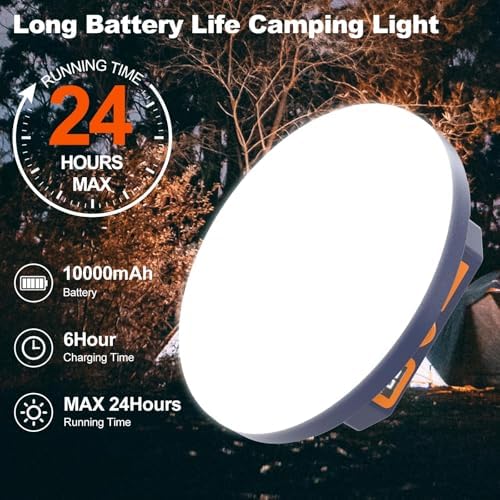 10000mAh 4000LM Camping Light 4 Light Modes Portable LED Camping Lantern Rechargeable Light 30W with Digital Power Display and Magnet , IPX5 Waterproof Tent Lights Power Failure Emergency Light - Image 3