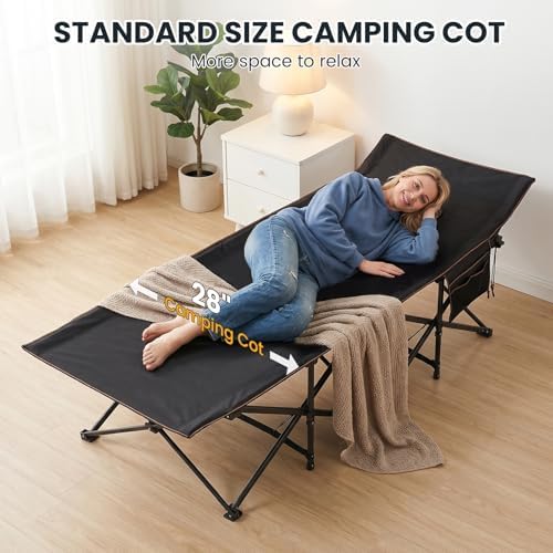 LILYPELLE Folding Camping Cot, Extra Wide Heavy Duty Sleeping Cots with Pad - Image 5