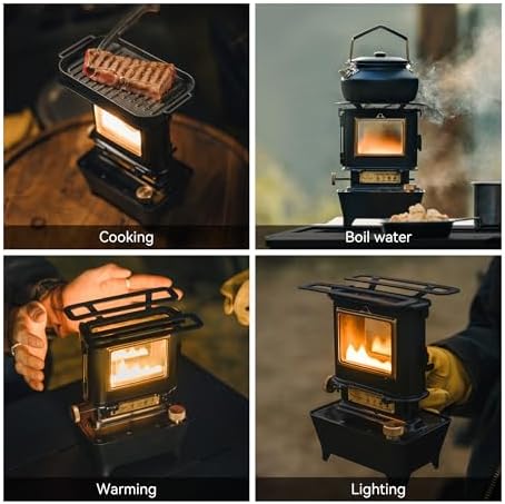 Thous Winds Camping Oil Lantern, Fuel Lamp for Outdoor Lighting Portable Stove for Cooking Warming, Black - Image 3