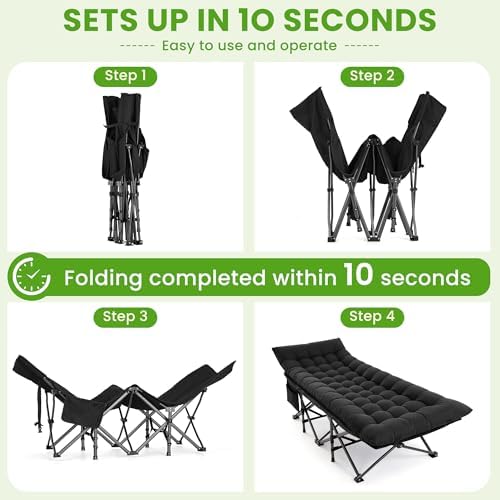Camping Cot, Folding Camp Cot for Adults, Portable Outdoor Cot with Carry Bag & Mattress,Compact Bed for Travel,Guest,Home Office Nap - Image 6