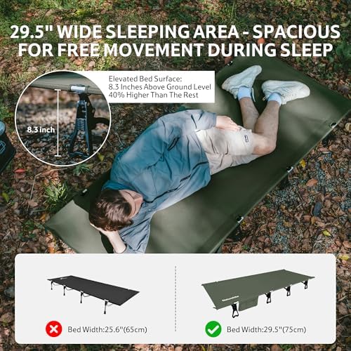 Naturehike Extra Wide GreenWild Camping Cot, Folding Lightweight Camp Cot Bed, Portable Sleeping Bed for Backpacking Travel Beach Home - Image 2