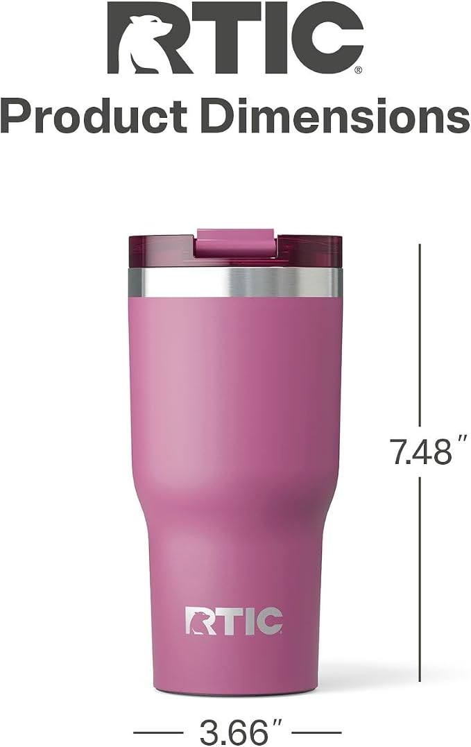 RTIC 20oz Essential Tumbler with Lid, Ceramic Lined, Insulated, Stainless Steel, Metal, Double Wall Vacuum-Insulation, Travel Cup for Iced Coffee, Tea, Hot and Cold Drink, Orchid - Image 5