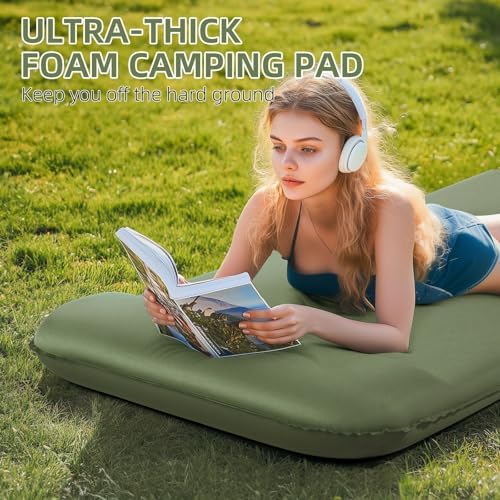 Wevelel Memory Sleeping Pad, 3.1" Ultra-Thick Foam Sleeping Mats for Camping, Easy Inflate&Deflate,9.5 R-Value Insulated Camping Mattress Pad with Pillow, for Car Travel Tent - Image 5
