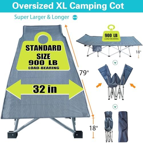 2-Pack Oversize Cot, Camping Cot with Mattress, 79x18x32 Inch - Image 5