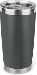 20oz Stainless Steel Tumbler with Lid, Travel Mug - Double Wall Vacuum Powder Coated Cup - Grey, 1 Pack by Unknown