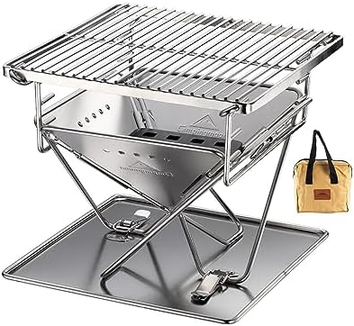 CAMPINGMOON Portable Charcoal Grill 9.65 Inch Stainless Steel Tabletop Grill Fire Pit 3 Level Adjustable Height Grill for Camping Outdoor Cooking Barbecue Carry Bag X-MINI-PRO - Image 4