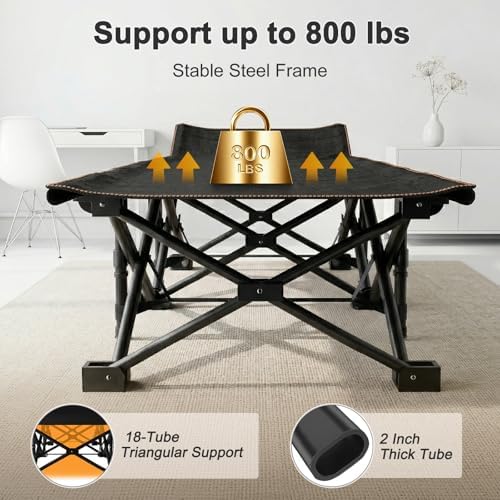 ABORON Camping Cot for Adult 28" Extra Wide, Heavy-Duty 1200D Oxford Cot for Sleeping, Portable Folding Camp Bed with Mat & Carry Bag - Image 5