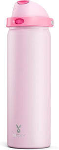 32 oz Insulated Water Bottle for Sports: Meoky Stainless Steel Water Bottle with 2-in-1 Straw and Spout Lid - Leak Proof, Cold for 24 Hours, Protective Silicone Base, BPA-Free for Women Gym, Blush by MEOKY