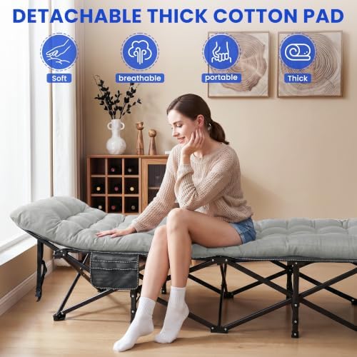 Camping Cot for Adults, Grey, 28" Extra Wide - Image 5