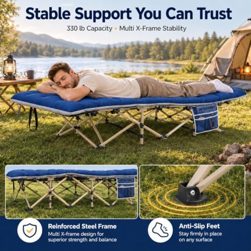 Yaheetech Folding Camping Cot Heavy Duty with Thick Mat & Carry Bag - Image 4