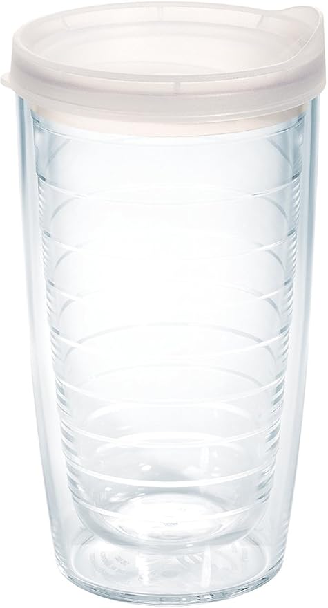 Tervis Clear & Colorful Lidded Made in USA Double Walled Insulated Tumbler Travel Cup Keeps Drinks Cold & Hot, 16oz, Clear Lid by TervisTumblerCompany