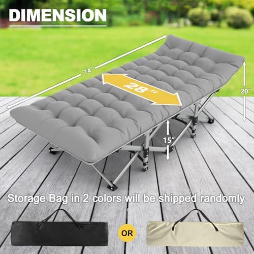 Slendor Folding Camping Cot with Mattress, 500lbs Max Load - Image 2
