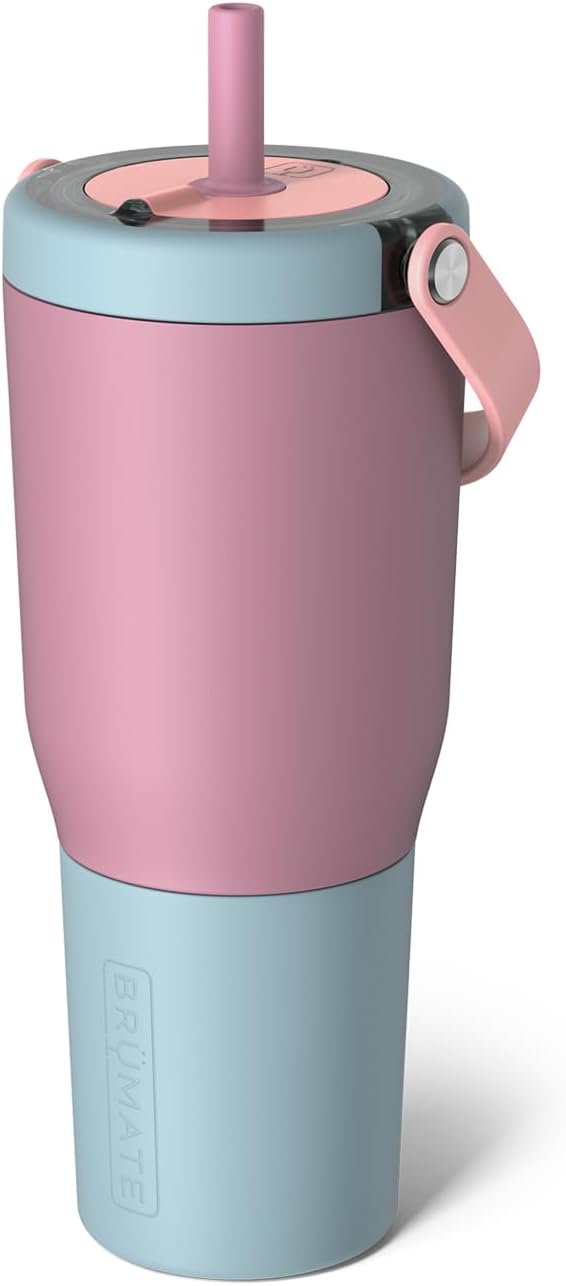 BrüMate Resa 35oz 100% Leakproof Travel Tumbler with Handle & Straw | Flexible SoftSip Straw | Silicone Sleeve for Durability | Stainless Steel | Cup Holder & Travel Friendly Water Bottle | (Eclipse) by Br%C3%BCMate