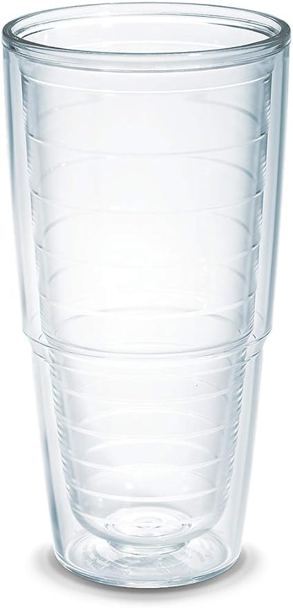 Tervis Clear & Colorful Tabletop Made in USA Double Walled Insulated Tumbler Travel Cup Keeps Drinks Cold & Hot, 24oz, Clear by TervisTumblerCompany