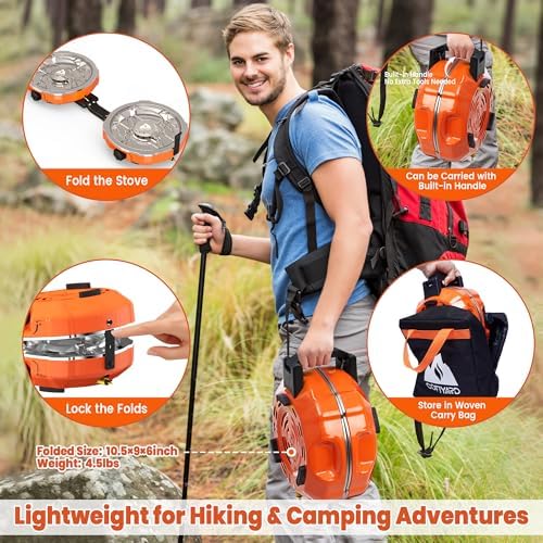 Cofiyard 20,000 BTUs 2 Burner Propane Camping Stove, Portable Folding Camp Stove with Adjustable Burners, Regulator and Carrying Bag, Dual Gas Stoves Easy Carrying Handle for Tailgating, Camping, BBQ - Image 5