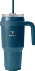 REDUCE 40 oz Stainless Steel Tumbler with Handle - Dual-Wall Vacuum Insulated Travel Mug, Sweat-Proof Lid & Reusable Straw - Keeps Drinks Cold for 24 Hrs, Fits Cupholders, Dishwasher Safe - Dark Web by Reduce