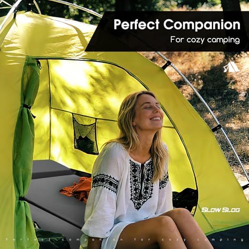 Self-Inflating Foam Camping Mattress with Built-in Pillow, 8cm Thick, Gray - Image 2