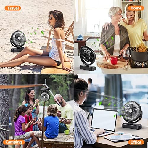 AMACOOL 10000mAh Battery Operated Camping Fan with LED Light-7 inch - Image 6