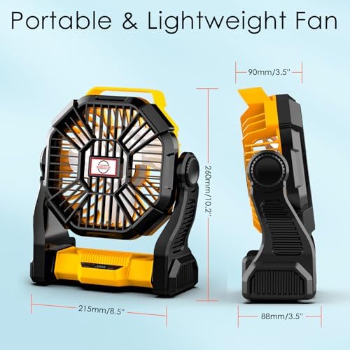 Sendowtek Portable Camping Battery Fan with LED Light 10400mAh - Image 6