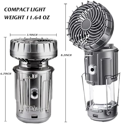 SupBri Solar Camping Lantern with Fan,Rechargeable Camping Fans Charging for Phone, Battery Operated Light for Hurricane Power Outage Tent Emergency Camping Gear Must Haves - Image 2