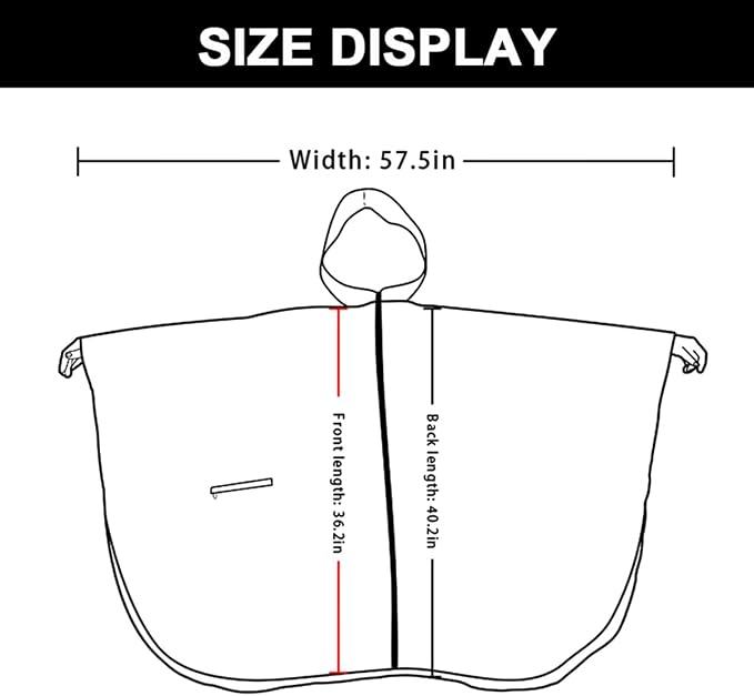 Rain Poncho Jacket Coat Hooded Zipper Style - Image 5