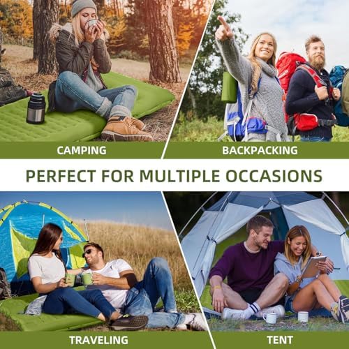 FNARMW Camping Sleeping Pad, Extra Thick 5 Inch Camping Mat with Pillow Built-in Foot Pump Inflatable Sleeping Pads Compact for Camping Backpacking Hiking Traveling Tent（Military Yellow） - Image 7