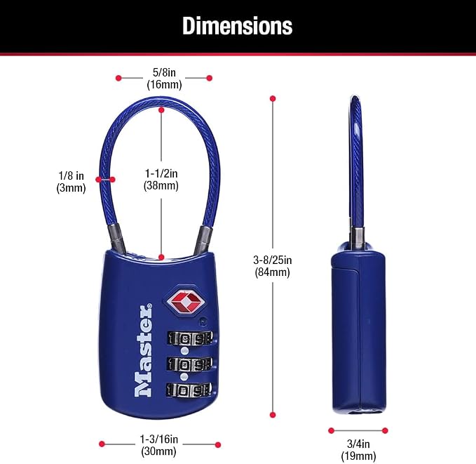 Master Lock Set Your Own Combination TSA Approved Luggage Lock, Travel Zipper - Image 6