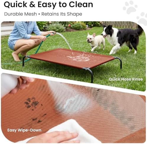 Love's cabin Elevated Cooling Dog Bed for Large Dogs, Portable Indoor & Outdoor Raised Pet Dog Cat Cot, Durable Summer Frame with Breathable Mesh, Terracotta, 48 inches - Image 5