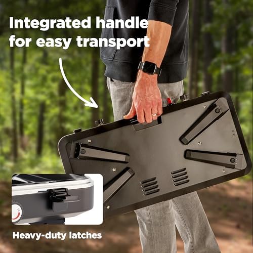 Hike Crew 2-in-1 Gas Camping Stove and Griddle | 20,000 BTU 2 Burner Propane Portable Stovetop w/Griddle Plate | Foldable Legs | Integrated Igniter w/Regulator | Wind Panels & Built-in Carry Handle - Image 4