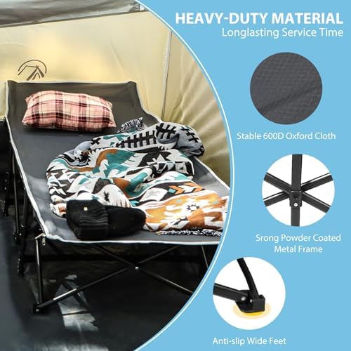 REDCAMP 2 Person Oversize Camping Cots for Adults, 56'' Extra Wide Sleeping Cots Heavy Duty, XXXL Cots Portable for Outdoor Indoor Office, Grey - Image 3