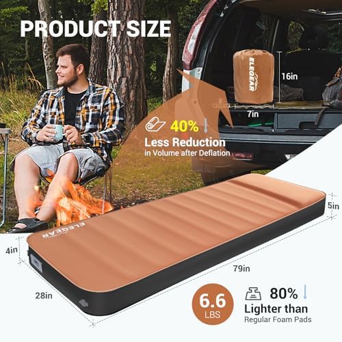 Elegear Air & Foam Self Inflating Sleeping Pad 4" Built-in Electric Pump - Image 6