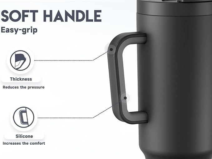 Meoky 40 oz Tumbler with Handle and Flip Straw, 100% Leakproof Tumbler with Lid and Straw, Stainless Steel Insulated Cup, Cupholder Friendly, Keeps Cold for 34 Hours (Night) - Image 7