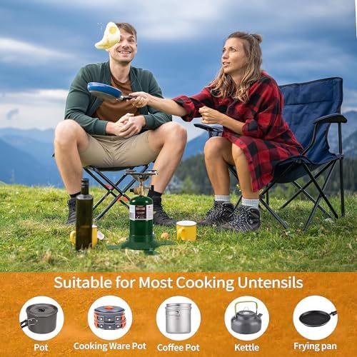 Propane Cylinder Top Stove with Adjustable Burner, 10000BTU Portable Camping/Backpacking Cooker,Camping Stove Propane,Single Burner Propane Stove with a USB Ligther,Camp Gas Stove(Fuel not included) - Image 4