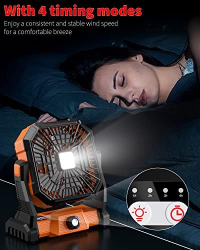 Portable Camping Fan,20000mAh Rechargeable Battery Powered Fan with LED Lantern, USB-C Battery Operated Fans,Ultra Quiet, for Outdoor Indoor Use,Travel, Tent,Beach, Picnic,Barbecue, Fishing,Home - Image 5