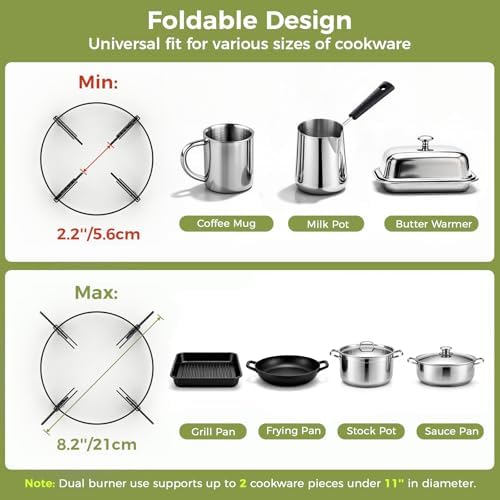 MoKo Propane Camping Stove 2 Burner, 36,000 BTU Infrared & Open Flame Hybrid, Windproof Folding Portable Outdoor Gas Cooking Kit with Frying Pan & Carry Bag For RV, Tailgating, Survival, Black - Image 5