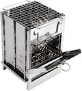 REDCAMP Wood Burning Folding Camp Stove Stainless Steel Grid, Portable Collapsible Backpacking Stove Survival Rocket Stove for Hiking Outdoor Tent Camping Picnic BBQ, Samll by REDCAMP