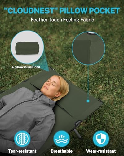 Gonex 31" Camping Cot with Adjustable Height, Portable Fold Cot for Adults - Image 6