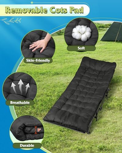 WLIVE Folding 1200D Oxford Camping Cots with Mattress for Adults Sleeping - Image 4
